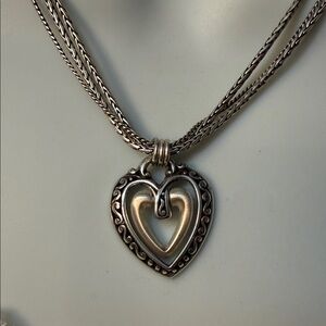Brighton Silver & Gold Heart Necklace with Intricate Design 160
